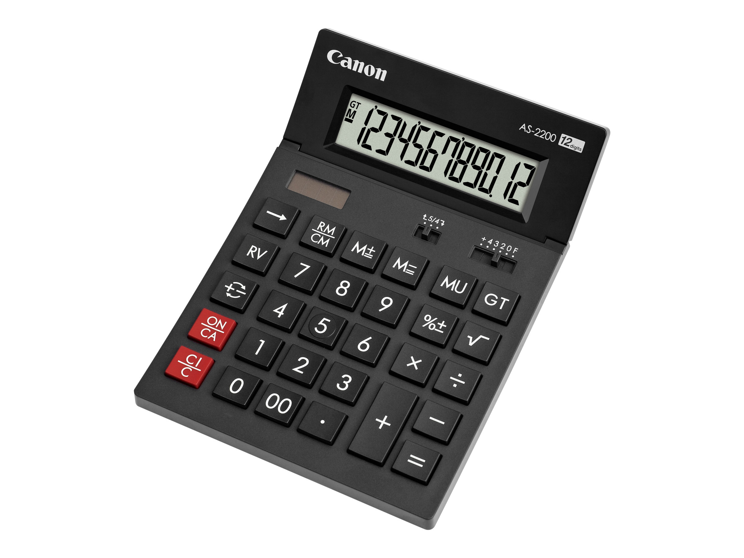 Canon AS-2200 - Calculatrice de bureau - 12 chiffres - panneau solaire, pile - gris foncé - 4584B001 - Calculatrices