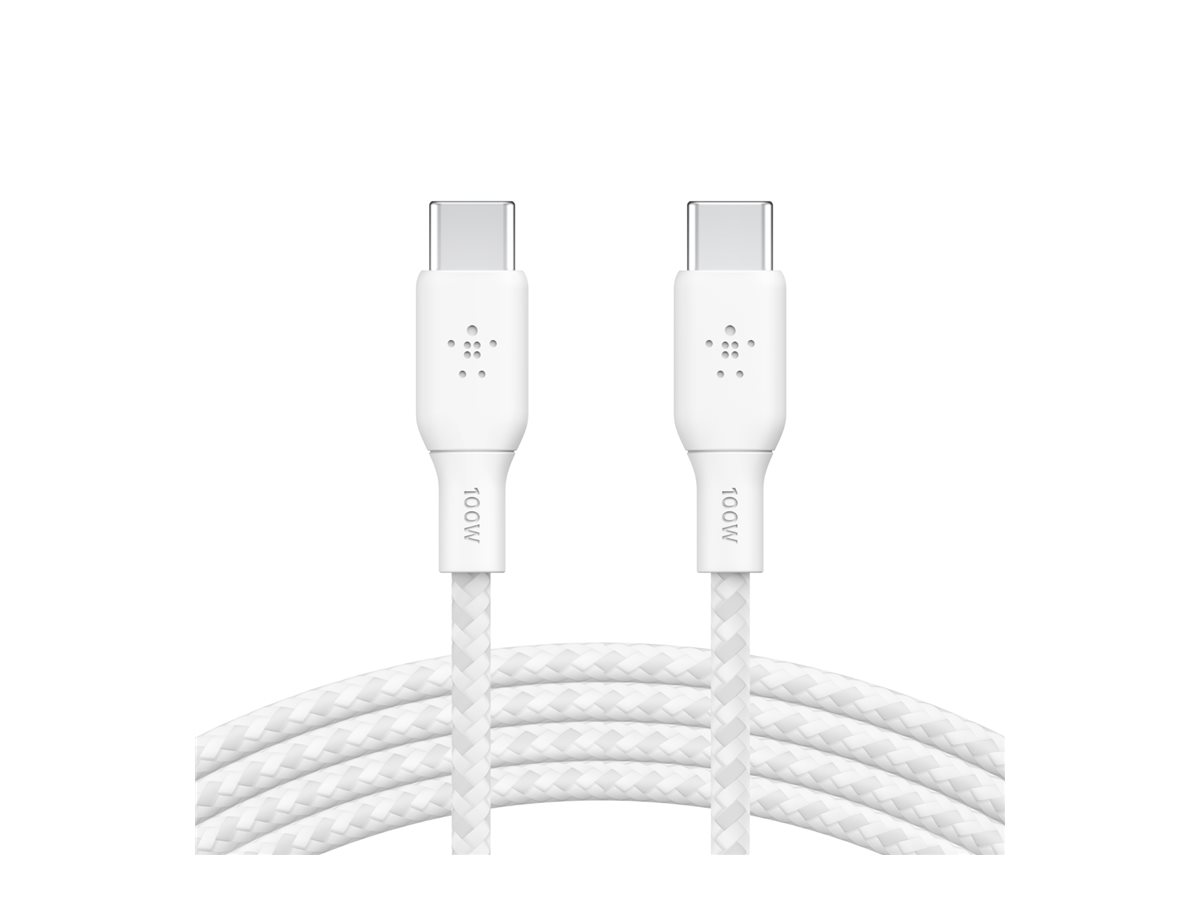 Belkin BOOST CHARGE - Câble USB - 24 pin USB-C (M) pour 24 pin USB-C (M) - 3 m - blanc - CAB014BT3MWH - Câbles USB