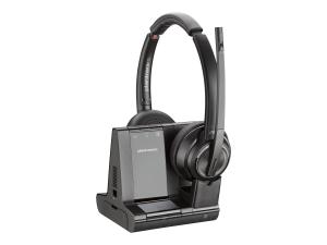 Poly Savi 8220-M Office - Savi 8200 series - micro-casque - sur-oreille - DECT / Bluetooth - sans fil - noir - Certifié pour Microsoft Teams - 8D3H8AA#ABB - Écouteurs