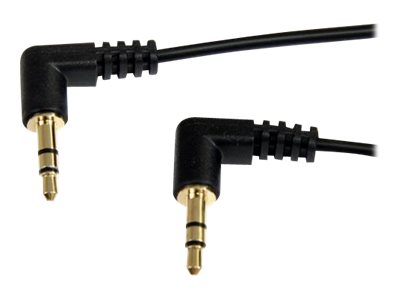 StarTech.com Câble audio stéréo Mini-Jack 3,5mm slim à angle droit de 1,8 m - Mini-Jack coudé vers Mini-Jack coudé - M/M - Noir - Câble audio - mini-phone stereo 3.5 mm mâle pour mini-phone stereo 3.5 mm mâle - 1.8 m - noir - MU6MMS2RA - Câbles audio