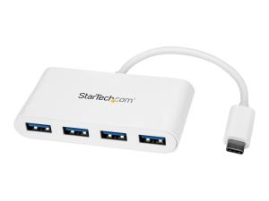 StarTech.com Hub USB-C - Hub USB 3.0 à 4 ports compact - USB-C vers 4x USB-A - Adaptateur USB C - Alimenté par bus - Blanc (HB30C4ABW) - Concentrateur (hub) - 4 x SuperSpeed USB 3.0 - de bureau - HB30C4ABW - Concentrateurs USB