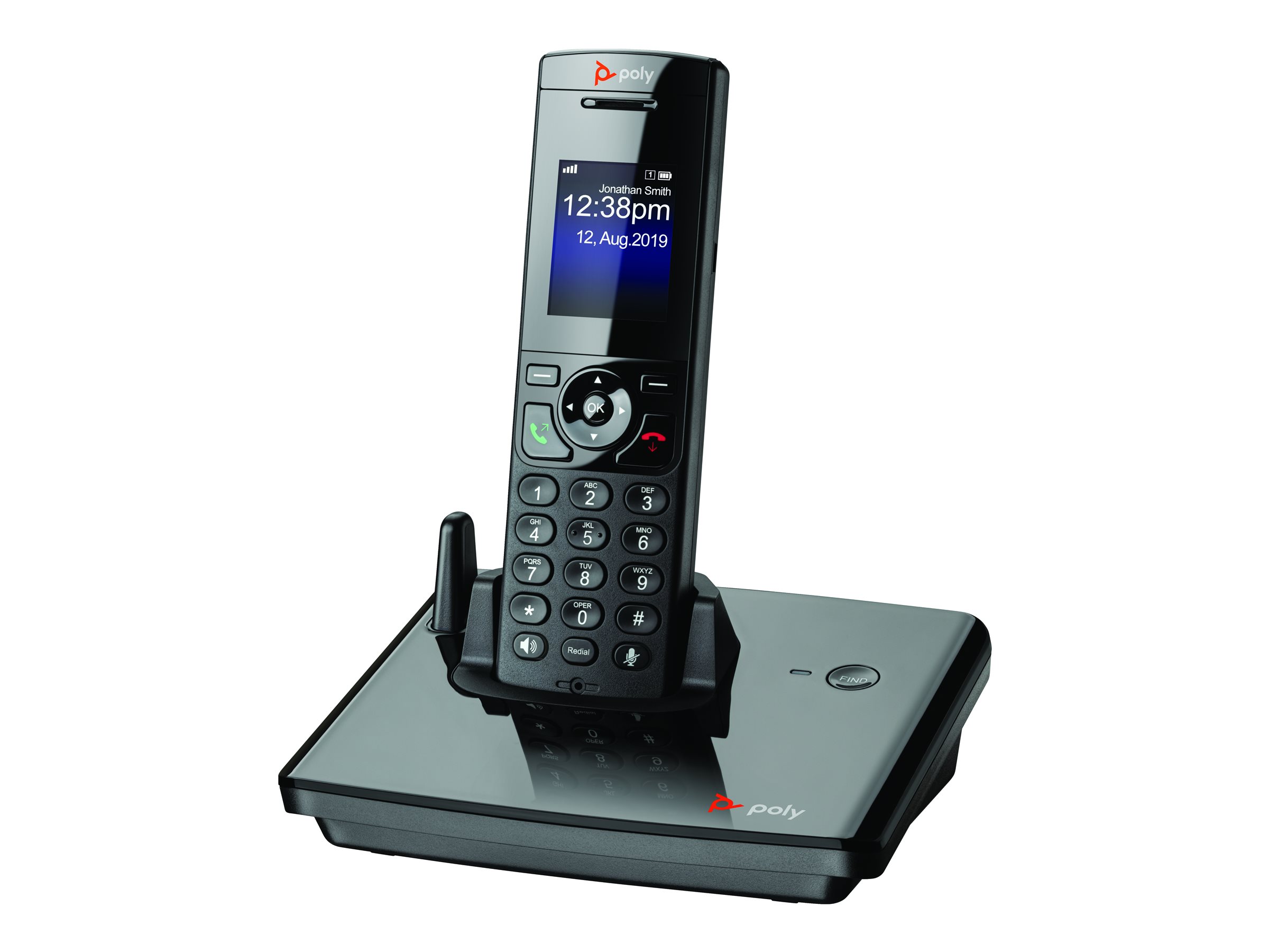 Poly VVX D230 - Téléphone VoIP sans fil avec ID d'appelant - DECT - (conférence) à trois capacité d'appel - SIP, SDP - 8 lignes - noir - 8K163AA - Téléphones sans fil