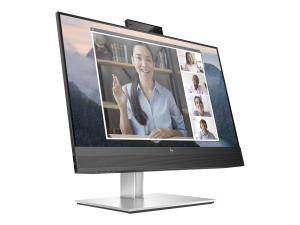 HP E24mv G4 Conferencing Monitor - E-Series - écran LED - 23.8" - 1920 x 1080 Full HD (1080p) @ 60 Hz - IPS - 250 cd/m² - 1000:1 - 5 ms - HDMI, VGA, DisplayPort - haut-parleurs - argent, tête noire - 169L0AA#ABB - Écrans d'ordinateur