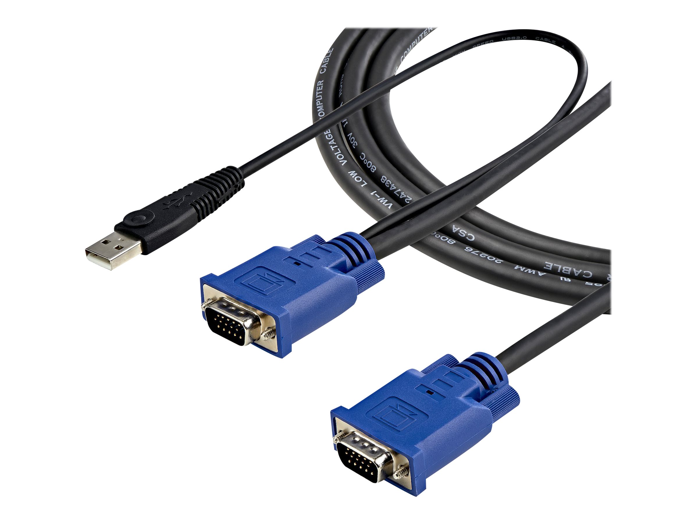 StarTech.com Câble pour Switch KVM VGA avec USB 2 en 1 - 4.5m - Câble vidéo / USB - USB, HD-15 (VGA) (M) pour HD-15 (VGA) (M) - 4.57 m - noir - pour P/N: CAB831HDU, RACKCONS1908, SV1631DUSBUK, SV565DUTPU, SV565UTPUL, SV831DUSBUK - SVECONUS15 - Câbles KVM