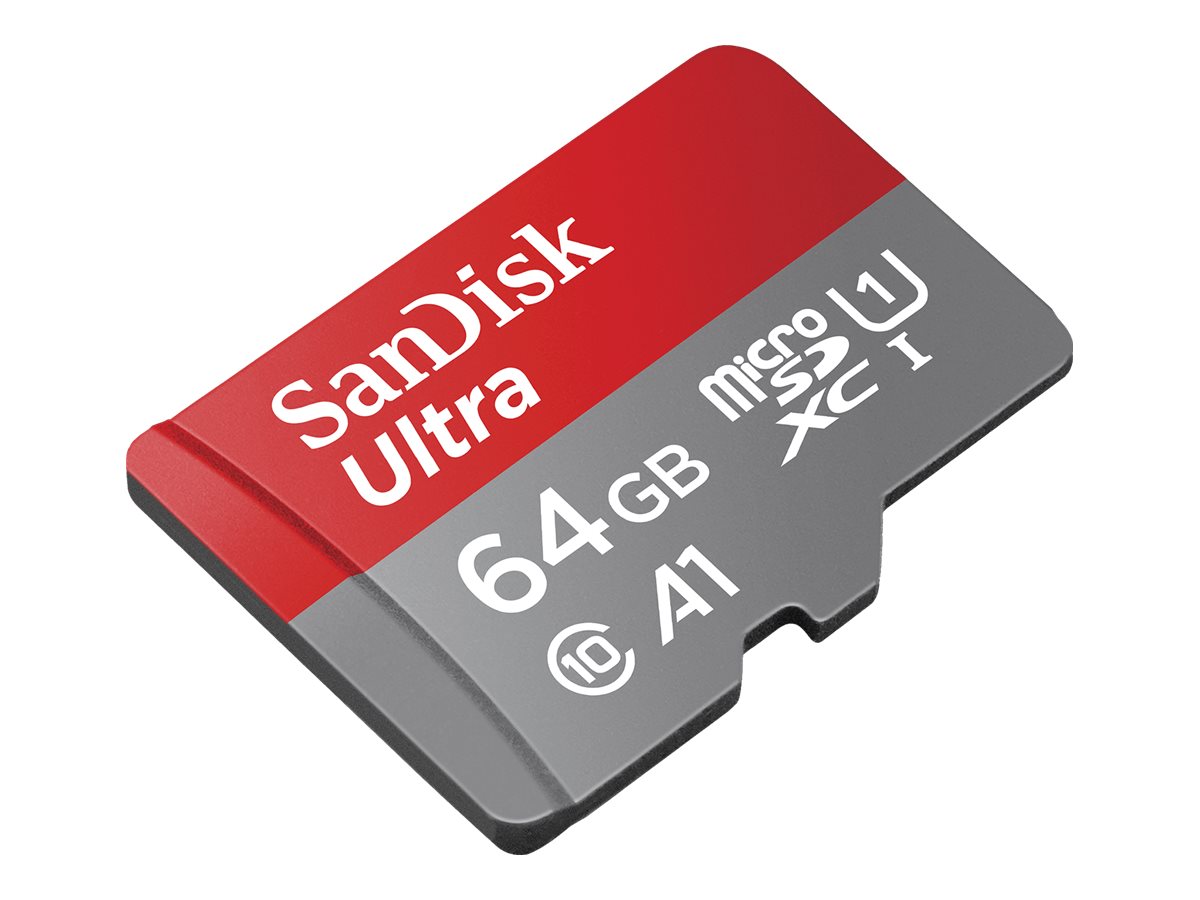 SanDisk Ultra - Carte mémoire flash (adaptateur microSDXC vers SD inclus(e)) - 64 Go - A1 / UHS-I U1 / Class10 - microSDXC UHS-I - SDSQUAB-064G-GN6FA - Cartes flash