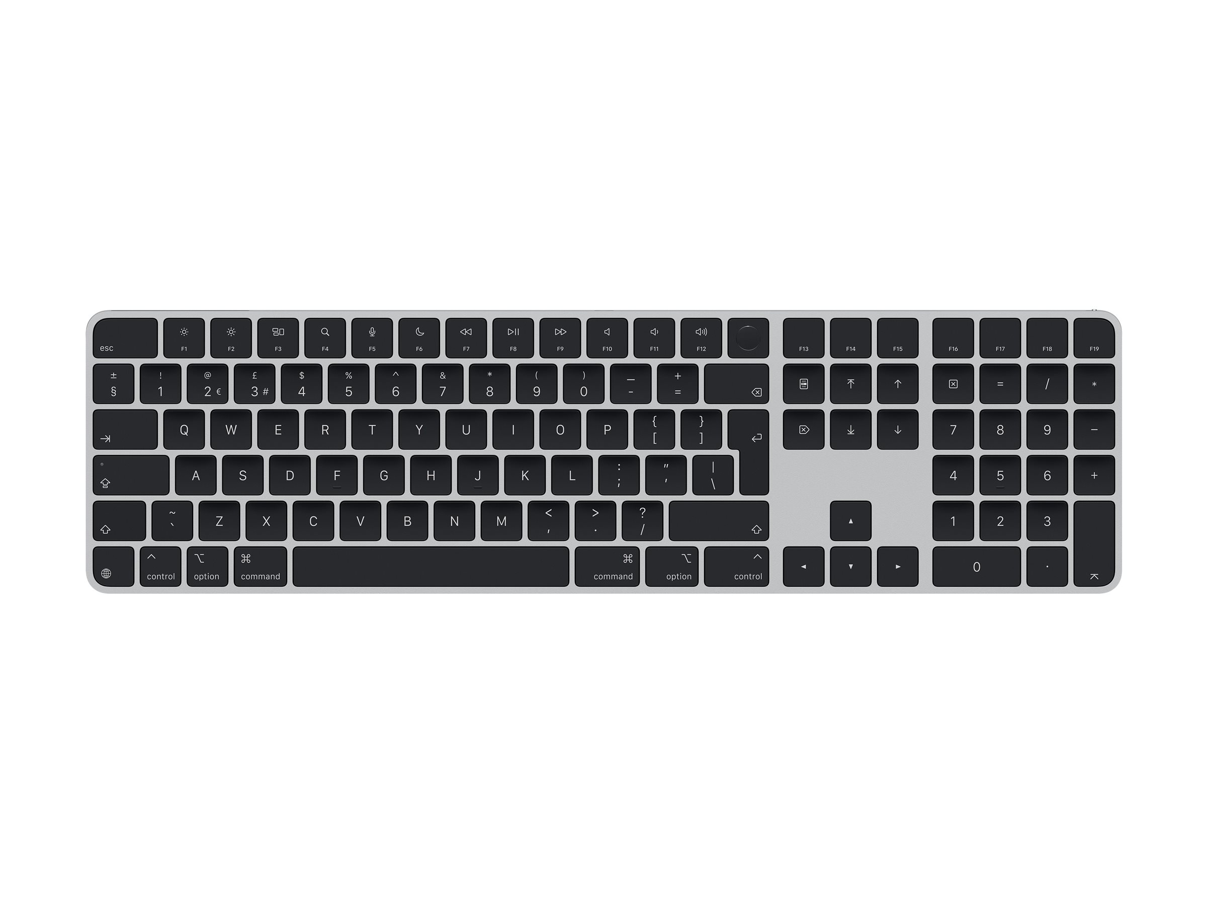 Apple Magic Keyboard with Touch ID and Numeric Keypad - Clavier - USB-C - sans fil - Bluetooth - QWERTY - R.-U. - clés noires - MXK83B/A - Claviers