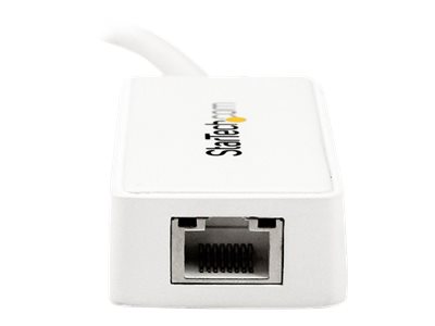StarTech.com Adaptateur réseau USB 3.0 vers Gigabit Ethernet - Convertisseur USB vers RJ45 avec 1 port USB intégré - M/F - Blanc - Adaptateur réseau - USB 3.0 - Gigabit Ethernet - blanc - USB31000SPTW - Cartes réseau