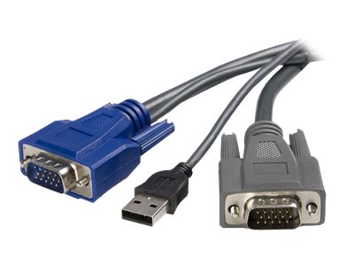 StarTech.com Cable KVM ultrafin 2 en 1 USB VGA - 1,8 m - Câble clavier / vidéo / souris (KVM) - USB, HD-15 (VGA) (M) pour HD-15 (VGA) (M) - 1.8 m - noir - pour P/N: SV1631DUSBU, SV1631DUSBUK, SV431DUSBU, SV831DUSBAU, SV831DUSBU, SV831DUSBUK - SVUSBVGA6 - Câbles KVM