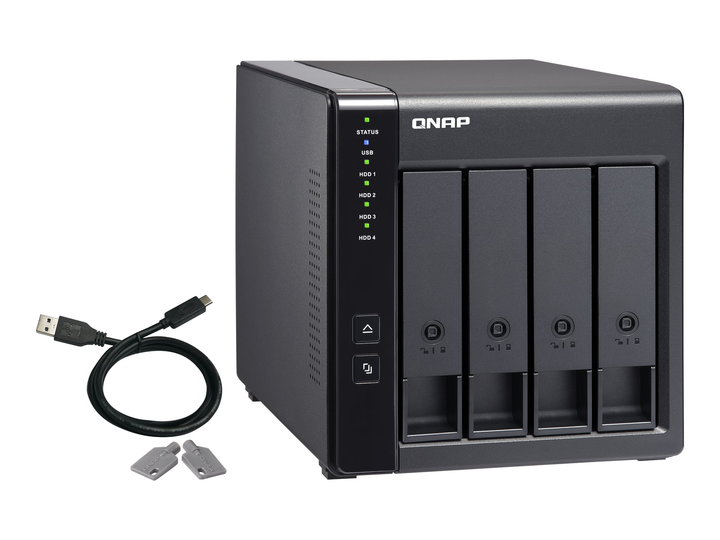 QNAP TR-004 - Baie de disques - 0 To - 4 Baies (SATA-300) - USB 3.2 Gen 1 (externe) - TR-004 - Baies de disque USB