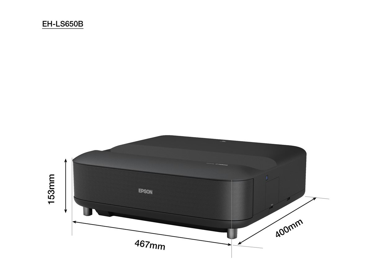 Epson EH-LS650B - Projecteur 3LCD - 3600 lumens (blanc) - 3600 lumens (couleur) - 16:9 - 4K - objectif à ultra courte focale - 802.11a/b/g/n/ac sans fil/Miracast - noir - Android TV - V11HB07140 - Projecteurs courte portée