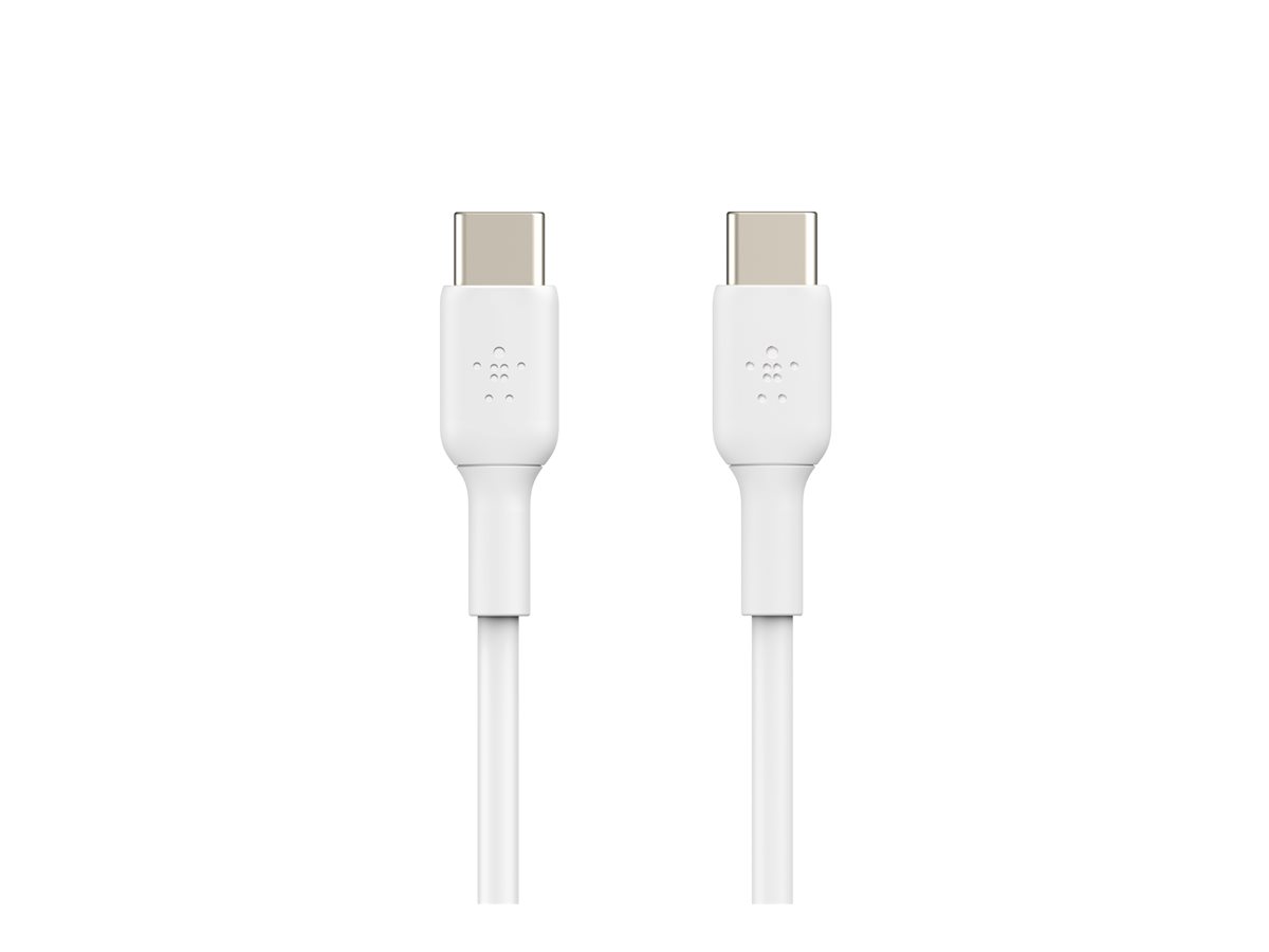 Belkin BOOST CHARGE - Câble USB - 24 pin USB-C (M) pour 24 pin USB-C (M) - USB 2.0 - 3 A - 1 m - blanc (pack de 2) - CAB003BT1MWH2PK - Câbles USB