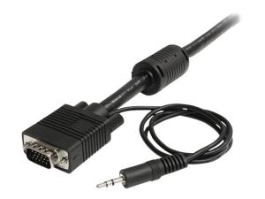 StarTech.com Cable video coaxial pour ecran VGA haute resolution 2 m avec audio HD15 M/M - Câble VGA - HD-15 (VGA), mini-phone stereo 3.5 mm (M) pour HD-15 (VGA), mini-phone stereo 3.5 mm (M) - 2 m - moulé, vis moletées - noir - MXTHQMM2MA - Câbles pour périphérique