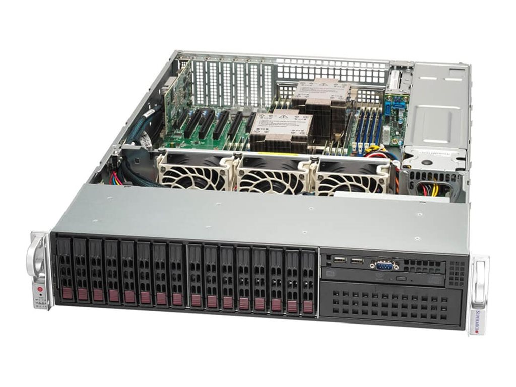 Supermicro Mainstream SuperServer 221P-C9R - Serveur - Montable sur rack - 2U - pas de processeur jusqu'à - RAM 0 Go - SATA/SAS - hot-swap 2.5" baie(s) - aucun disque dur - Gigabit Ethernet - Aucun SE fourni - moniteur : aucun - noir - SYS-221P-C9R - Serveurs rack