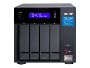QNAP TVS-472XT - Serveur NAS - 4 Baies - SATA 6Gb/s - RAID RAID 0, 1, 5, 6, 10, JBOD, disque de réserve 5, 6 disques de secours, disque de réserve 10, disque de réserve 1 - RAM 4 Go - Gigabit Ethernet / 2.5 Gigabit Ethernet / 5 Gigabit Ethernet / 10 Gigabit Ethernet - iSCSI support - TVS-472XT-I3-4G - NAS