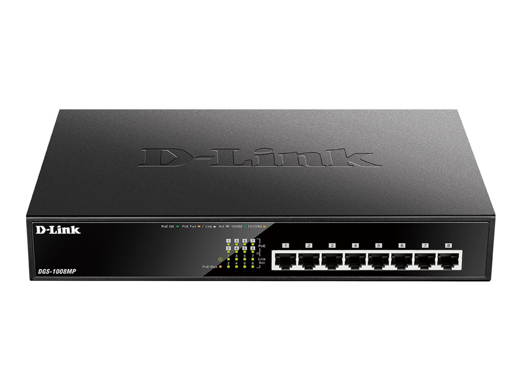 D-Link DGS 1008MP - Commutateur - non géré - Montable sur rack - PoE (140 W) - DGS-1008MP - Concentrateurs et commutateurs gigabit