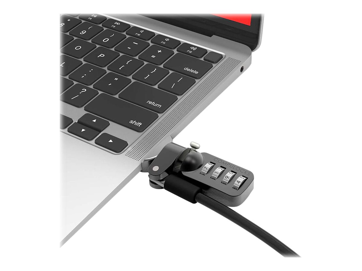 Compulocks MacBook Air M1 Adaptateur Ledge avec câble antivol à combinaison argentée - Adaptateur à fente de verrouillage pour la sécurité - avec serrure à câble combo - argent - pour MacBook Air 13,3" - MBALDG03CL - Accessoires pour ordinateur portable et tablette