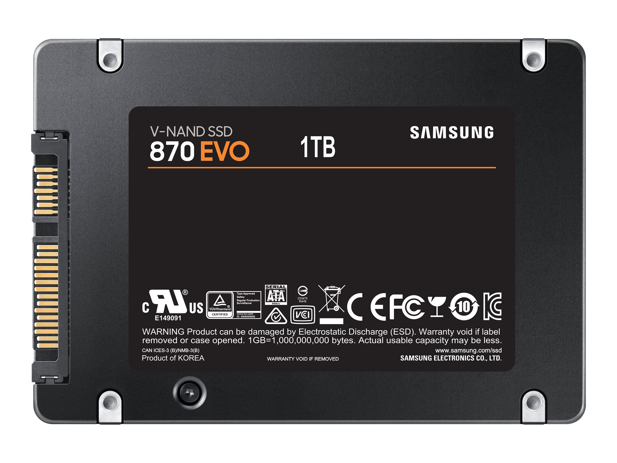 Samsung 870 EVO MZ-77E1T0B - SSD - chiffré - 1 To - interne - 2.5" - SATA 6Gb/s - mémoire tampon : 1 Go - AES 256 bits - TCG Opal Encryption - MZ-77E1T0B/EU - Disques durs pour ordinateur portable