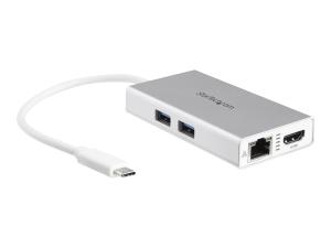 StarTech.com Adaptateur multiport USB-C, station d'accueil de voyage USB-C avec HDMI 4K, pass-through d'alimentation 60 W, GbE, hub USB-A 3.0 2 points, blanc - Station d'accueil USB-C portable (DKT30CHPDW) - Station d'accueil - USB-C / Thunderbolt 3 - HDMI - 1GbE - Conformité TAA - DKT30CHPDW - Stations d'accueil pour ordinateur portable