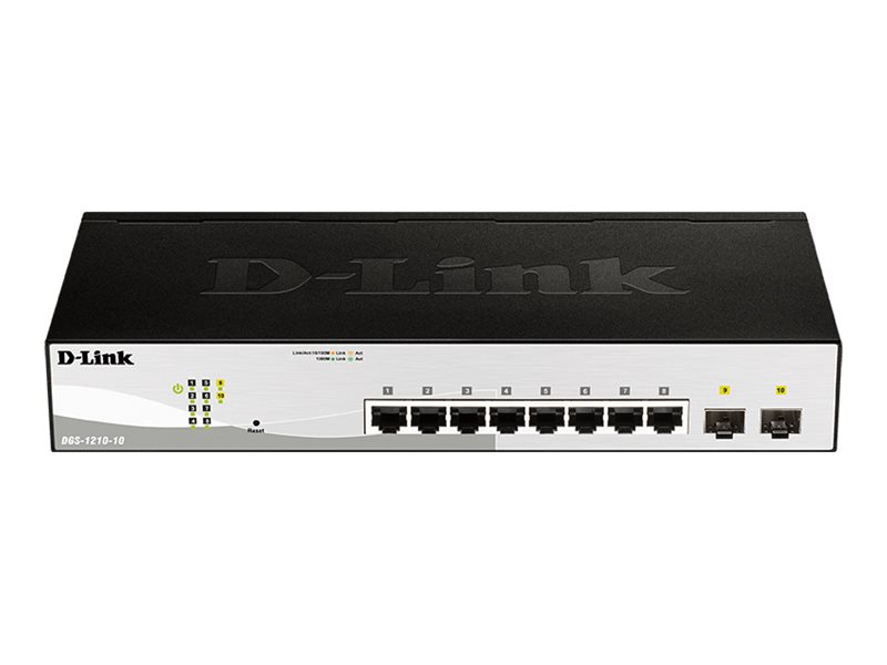 D-Link DGS 1210-10 - Commutateur - intelligent - 8 x 10/100/1000 + 2 x Gigabit SFP - de bureau, Montable sur rack - DGS-1210-10/E - Concentrateurs et commutateurs gigabit