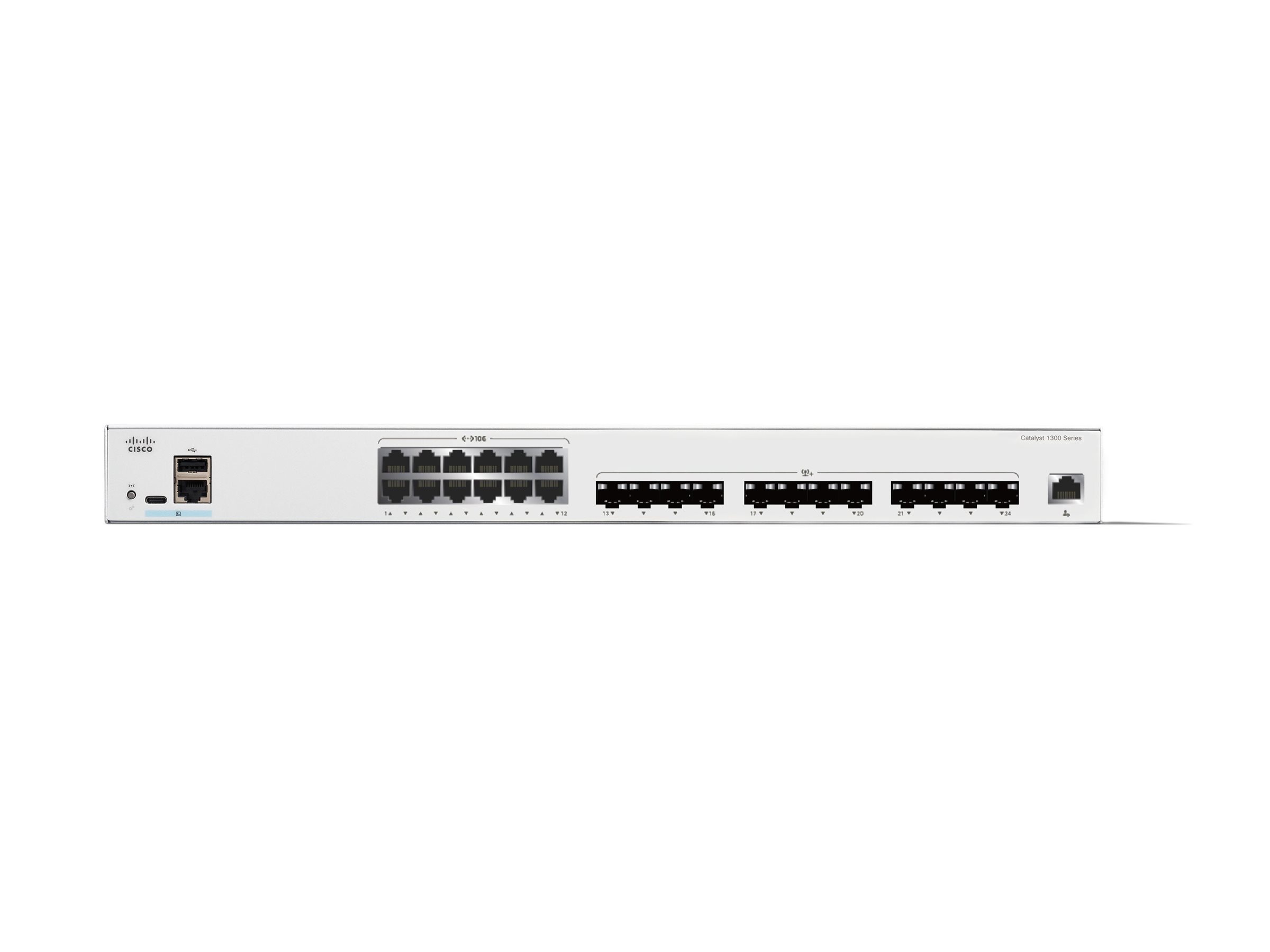 Cisco Catalyst 1300-24XTS - Commutateur - C3 - intelligent - 12 x 10 Gigabit Ethernet + 12 x 10 Gigabit SFP+ - Montable sur rack - C1300-24XTS - Commutateurs gérés