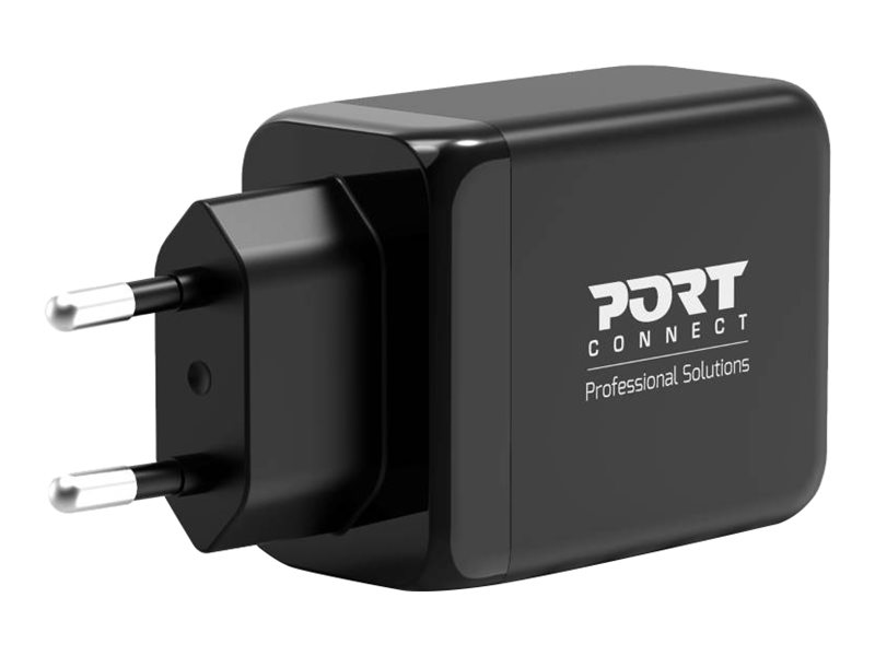 PORT Connect - Adaptateur secteur - technologie GaN - 65 Watt - 3.25 A - QC 3.0, PD 3.0 - 2 connecteurs de sortie (24 pin USB-C, USB type A) - Europe - 900106-EU - Adaptateurs électriques et chargeurs