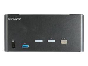 StarTech.com Commutateur KVM DisplayPort 2 Ports pour 3 Moniteurs - 4K 60Hz UHD HDR - KVM de Bureau DP 1.2 avec Hub USB 3.0 2 Ports (5Gbps) et 4 Ports USB 2.0 HID, audio - TAA (SV231TDPU34K) - Commutateur écran-clavier-souris/audio - 2 x KVM / audio - de bureau - Conformité TAA - SV231TDPU34K - Commutateurs KVM
