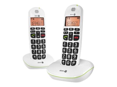 DORO PhoneEasy 100W Duo - Téléphone sans fil avec ID d'appelant - DECT\GAP - blanc + combiné supplémentaire - 5549 - Téléphones sans fil