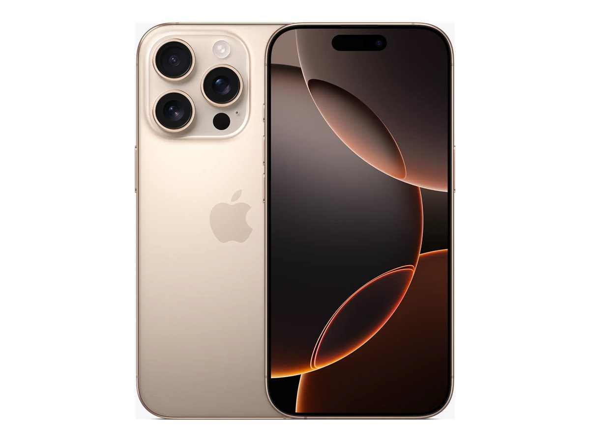 Apple iPhone 16 Pro - 5G smartphone - double SIM / Mémoire interne 128 Go - écran OEL - 6.3" - 2622 x 1206 pixels (120 Hz) - 3 x caméras arrière 48 MP, 48 MP, 12 MP - front camera 12 MP - titane désert - MYNF3ZD/A - iPhone