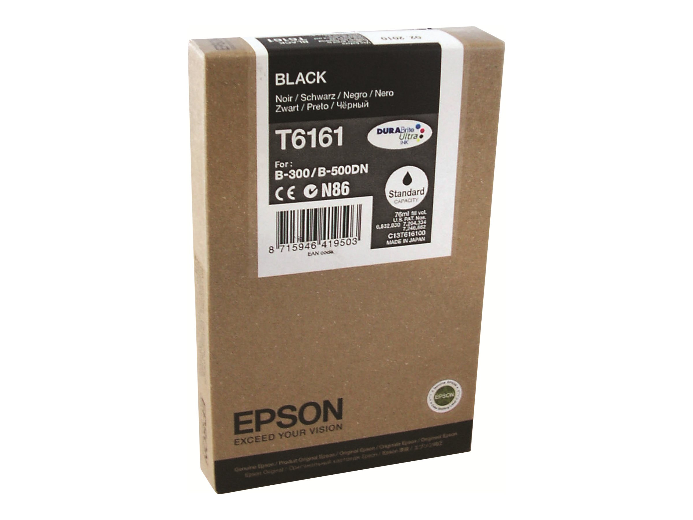 Epson T6161 - 76 ml - noir - original - cartouche d'encre - pour B 300, 310N, 500DN, 510DN - C13T616100 - Cartouches d'imprimante