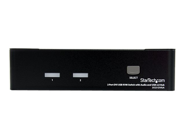 StarTech.com Switch KVM USB DVI à 2 ports - Commutateur écran clavier souris DVI avec audio et hub USB 2.0 - 1920x1200 - Commutateur écran-clavier-souris/audio/USB - 2 x KVM / audio / USB - 1 utilisateur local - de bureau - pour P/N: IM12D1500P, SVA12M2NEUA, SVA12M5NA, USBDVI4N1A10, USBDVI4N1A6 - SV231DVIUA - Commutateurs KVM