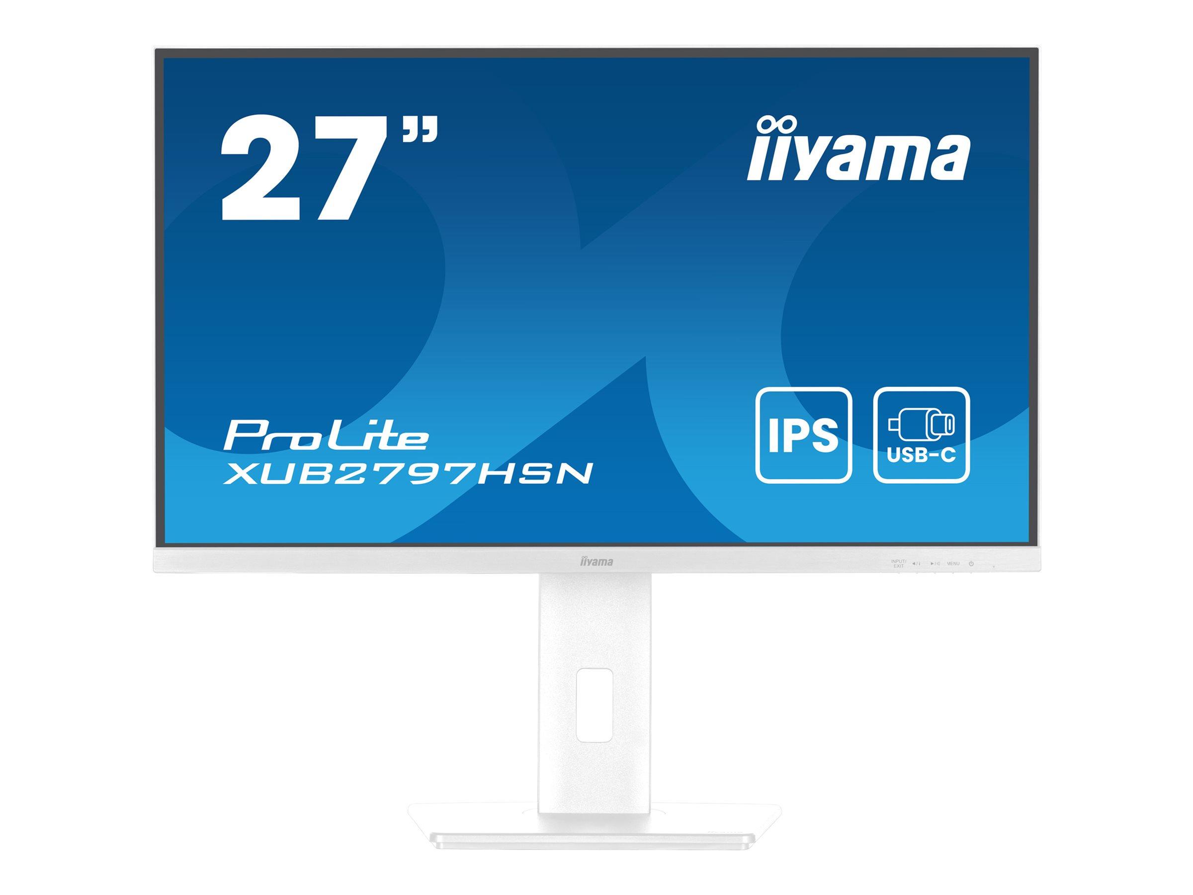 iiyama ProLite XUB2797HSN-W2 - Écran LED - 27" - 1920 x 1080 Full HD (1080p) @ 100 Hz - IPS - 300 cd/m² - 1000:1 - 1 ms - HDMI, DisplayPort, USB-C - haut-parleurs - mat, blanc - XUB2797HSN-W2 - Écrans d'ordinateur