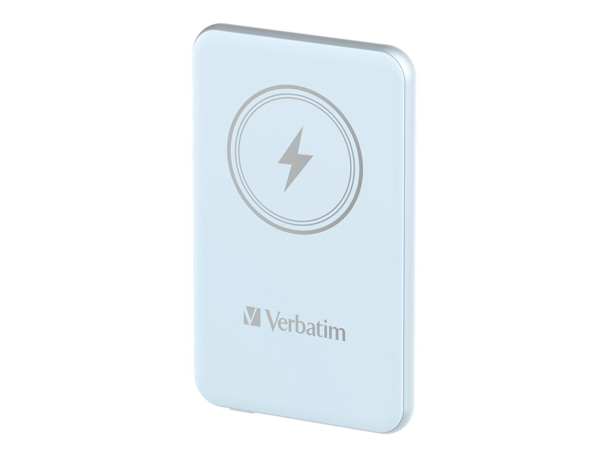 Verbatim Charge 'n' Go - Banque d'alimentation sans fil - support magnétique - Li-pol - 5000 mAh - 20 Watt - 2.4 A - Apple 2.4A, Apple Fast Charge, BC1.2, PD 3.0, Quick Charge 3.0 (24 pin USB-C) - bleu - 32242 - Adaptateurs électriques et chargeurs