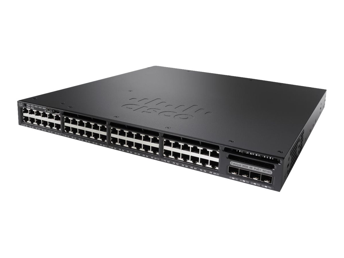 Cisco Catalyst 3650-48PS-S - Commutateur - C3 - Géré - 48 x 10/100/1000 (PoE+) + 4 x SFP - de bureau, Montable sur rack - PoE+ (390 W) - reconditionné - WS-C3650-48PS-S-RF - Concentrateurs et commutateurs gigabit