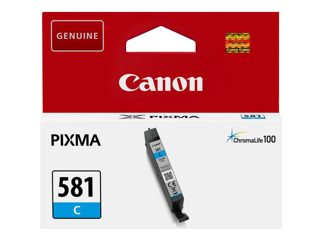 Canon CLI-581C - 5.6 ml - cyan - original - réservoir d'encre - pour PIXMA TS6251, TS6350, TS6351, TS705, TS8252, TS8350, TS8351, TS8352, TS9550, TS9551 - 2103C001 - Réservoirs d'encre