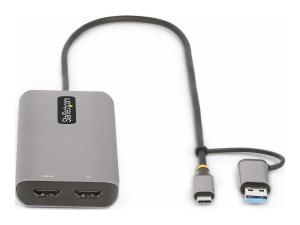 StarTech.com USB-C Multiport Adapter w/Attached USB-C to USB-A Dongle, Dual HDMI (4K30Hz/1080p60Hz), 3x USB-A, Mini Laptop Docking Station, Travel Dock, 1.3ft/40cm Cable - Dual Display M1/M2 MacBook/Windows/Chrome (167B-USBC-MULTIPORT) - Station d'accueil - USB-C / USB 3.2 Gen 1 - 2 x HDMI - 167B-USBC-MULTIPORT - Stations d'accueil pour ordinateur portable