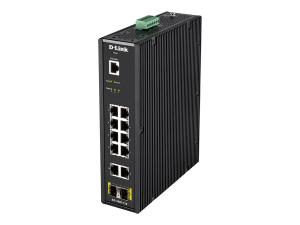 D-Link DIS 200G-12S - Commutateur - Géré - 10 x 10/100/1000 + 2 x SFP - Montage sur rail DIN, fixation murale - CA 120/230 V / CC 46 - 54 V - DIS-200G-12S - Concentrateurs et commutateurs gigabit