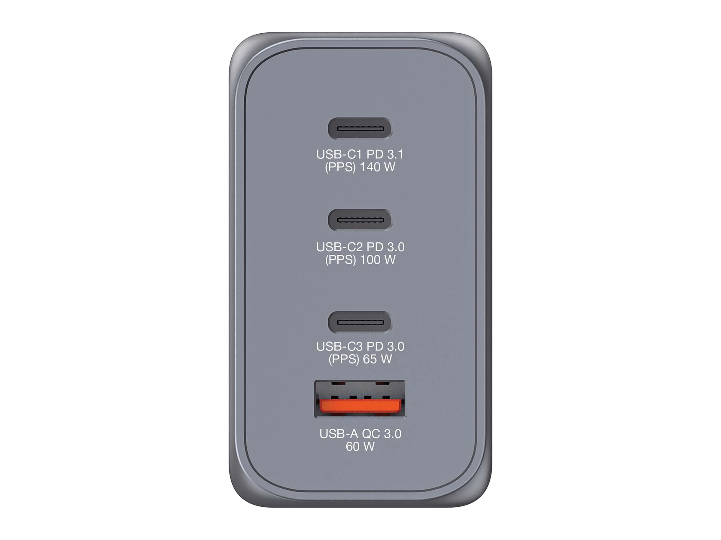 Verbatim - Adaptateur secteur - GaN - 240 Watt - 5 A - PD 3.0, QC 3.0, Power Delivery 3.1, PD/PPS - 4 connecteurs de sortie (USB type A, 3 x USB-C) - 32205 - Adaptateurs électriques et chargeurs