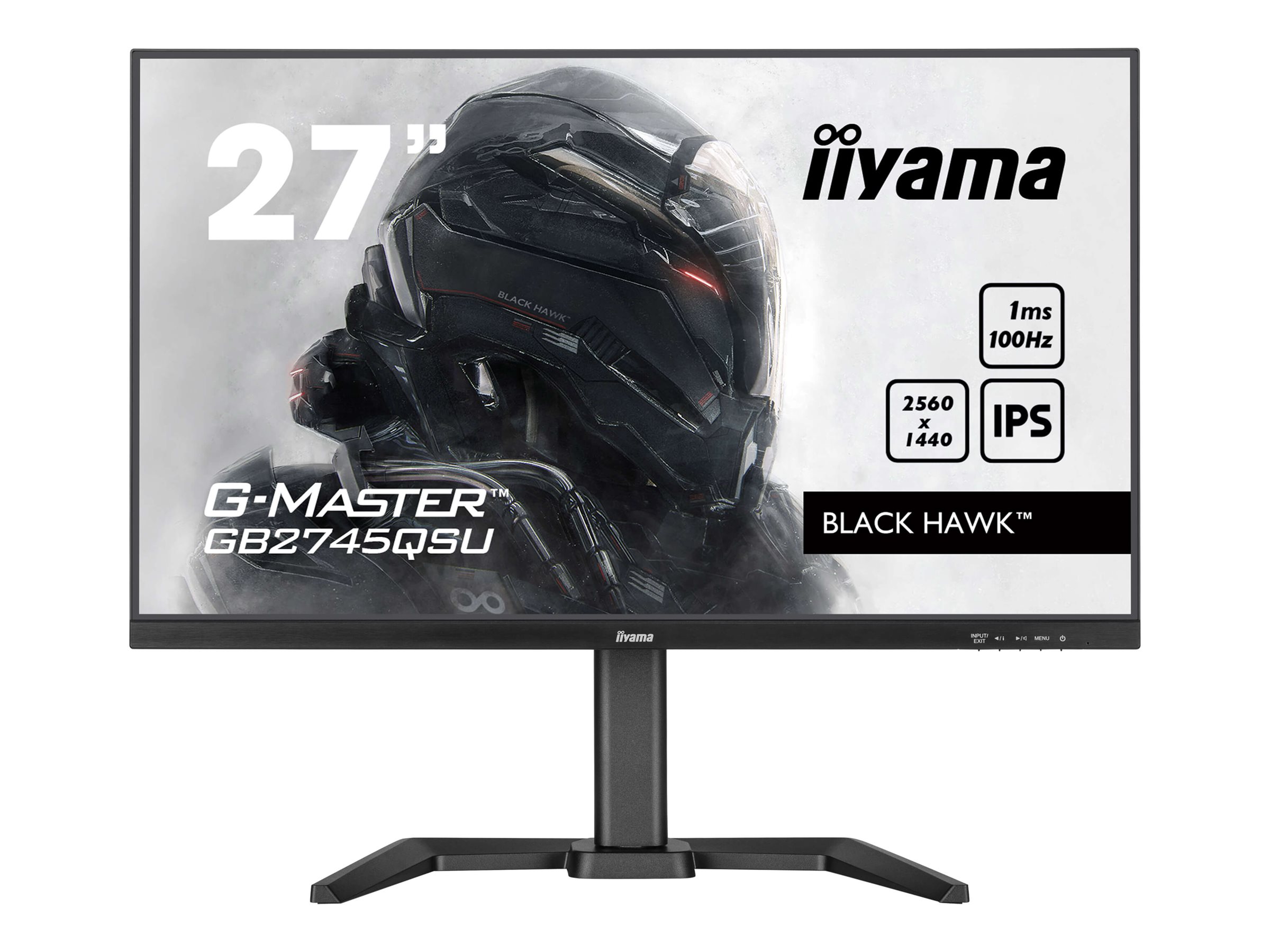 iiyama G-MASTER Black Hawk GB2745QSU-B2 - Écran LED - jeux - 27" - 2560 x 1440 WQHD @ 100 Hz - IPS - 300 cd/m² - 1300:1 - 1 ms - HDMI, DisplayPort - haut-parleurs - noir, mat - GB2745QSU-B2 - Écrans d'ordinateur