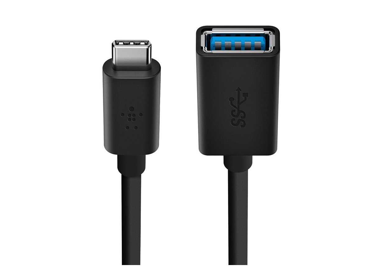 Belkin 3.0 USB-C to USB-A Adapter - Adaptateur USB - 24 pin USB-C (M) reversible pour USB type A (F) - USB 3.0 - 3 A - noir - F2CU036BTBLK - Câbles USB