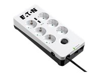 Eaton Protection Box 6 USB Tel@ Din - Protection contre les surtensions - CA 220-250 V - 2500 Watt - connecteurs de sortie : 6 - blanc - PB6TUD - Parasurtenseurs et PDU