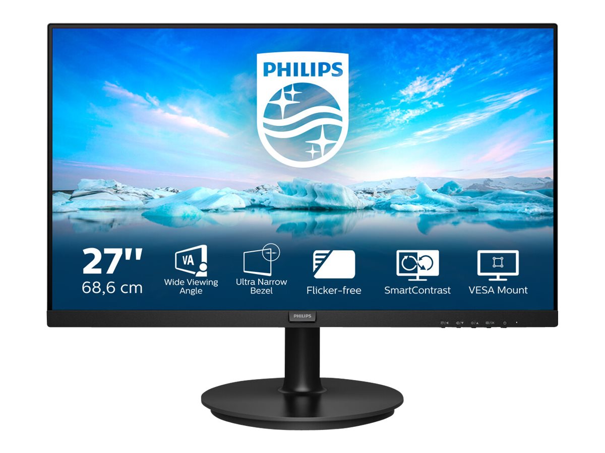 Philips V-line 271V8LA - Écran LED - 27" - 1920 x 1080 Full HD (1080p) @ 75 Hz - VA - 250 cd/m² - 3000:1 - 4 ms - HDMI, VGA - haut-parleurs - noir texturé - 271V8LA/00 - Écrans d'ordinateur