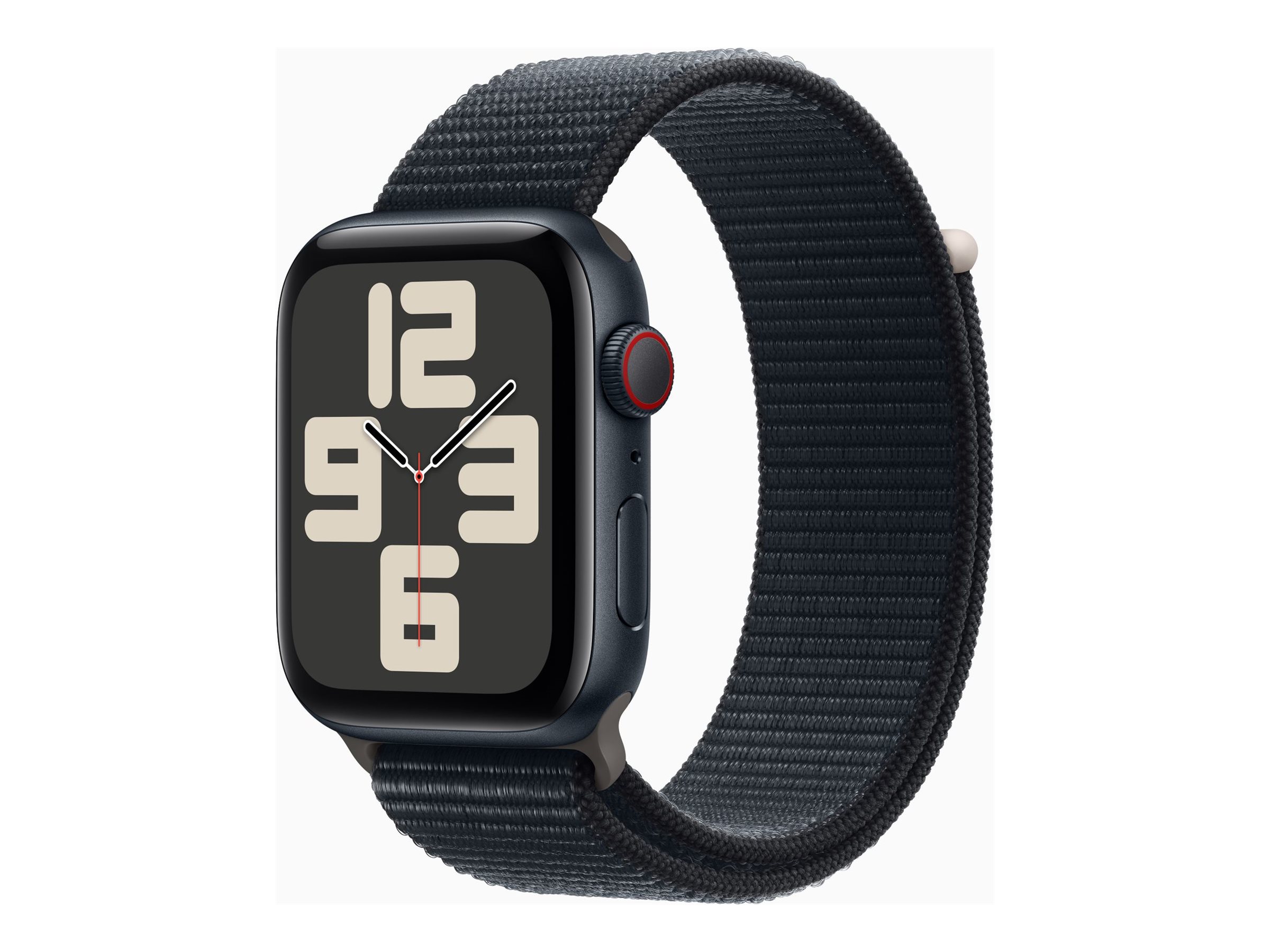 Apple Watch SE (GPS + Cellular) - 2e génération - 44 mm - aluminium minuit - montre intelligente avec boucle sport - textile - minuit - taille du poignet : 145-220 mm - 32 Go - Wi-Fi, LTE, Bluetooth - 4G - 33 g - MRHC3QF/A - Montres intelligentes