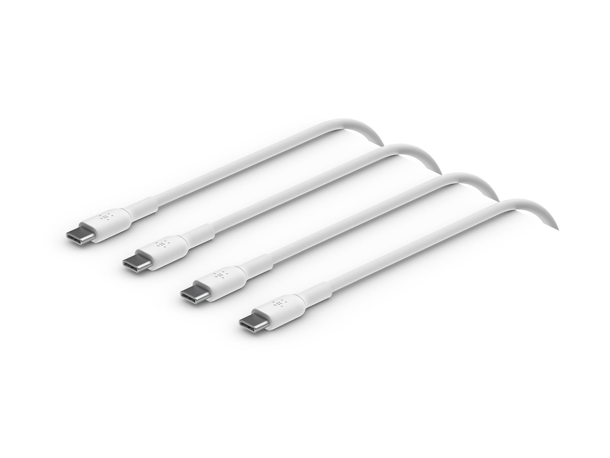 Belkin BOOST CHARGE - Câble USB - 24 pin USB-C (M) pour 24 pin USB-C (M) - USB 2.0 - 3 A - 1 m - blanc (pack de 2) - CAB003BT1MWH2PK - Câbles USB