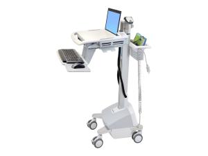 Ergotron EMR Laptop Cart, LiFe Powered - Chariot - pour ordinateur portable/équipement PC - verrouillable - médical - plastique, aluminium, acier zingué - gris, blanc, aluminium poli - Taille d'écran : jusqu'à 17,3 pouces - sortie : CA 230 V - SV42-6102-2 - Accessoires pour ordinateur portable et tablette