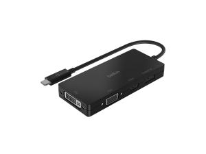 Belkin - Adaptateur vidéo - 24 pin USB-C mâle pour HD-15 (VGA), DVI-I, HDMI, DisplayPort femelle - noir - support 4K - AVC003btBK - Accessoires pour téléviseurs