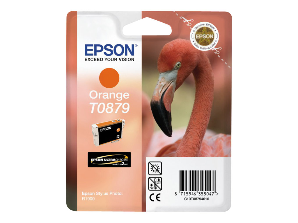 Epson T0879 - 11.4 ml - orange - original - blister - cartouche d'encre - pour Stylus Photo R1900 - C13T08794010 - Cartouches d'imprimante