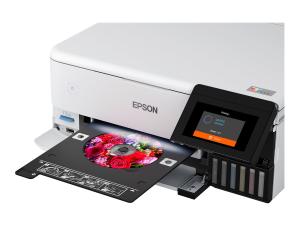 Epson EcoTank ET-8500 - Imprimante multifonctions - couleur - jet d'encre - rechargeable - A4/Letter (support) - jusqu'à 16 ppm (impression) - USB, LAN, Wi-Fi(ac), hôte USB - blanc - C11CJ20401 - Imprimantes multifonctions