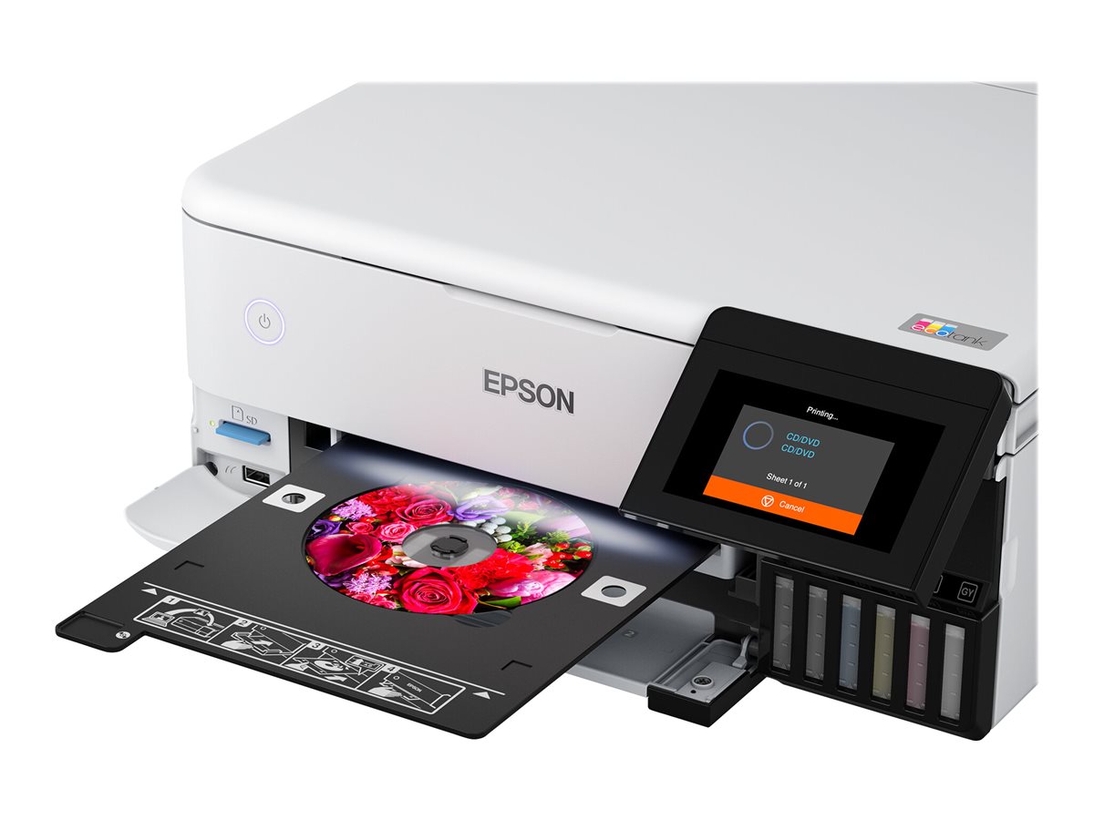 Epson EcoTank ET-8500 - Imprimante multifonctions - couleur - jet d'encre - rechargeable - A4/Letter (support) - jusqu'à 16 ppm (impression) - USB, LAN, Wi-Fi(ac), hôte USB - blanc - C11CJ20401 - Imprimantes multifonctions