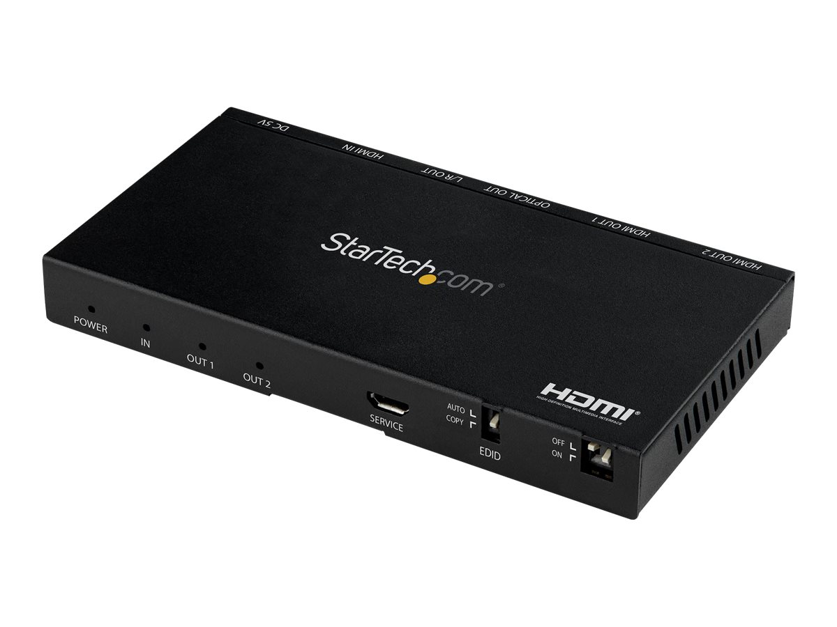 StarTech.com ST122HD20S Répartiteur HDMI à 2 ports - 4K 60 Hz - Scaler incorporé - Multiprise HDMI - Son surround 7.1 - Répartiteur vidéo/audio - 2 x HDMI - de bureau - ST122HD20S - Commutateurs audio et vidéo