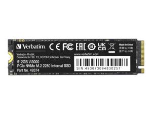 Verbatim Vi3000 - SSD - High Endurance - 512 Go - interne - M.2 2280 - PCIe 3.0 x4 (NVMe) - 49374 - Disques SSD